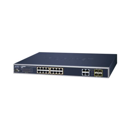 Switch Administrable 16 Puertos 10/100/1000 802.3at Poe 230w Y 4 Puertos Gigabittp/sfp Combo