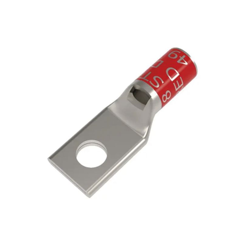 Zapata Terminal De Compresión Burndy Canón Corto Para Tornillo De 3/8 Y Calibre 8 Awg.