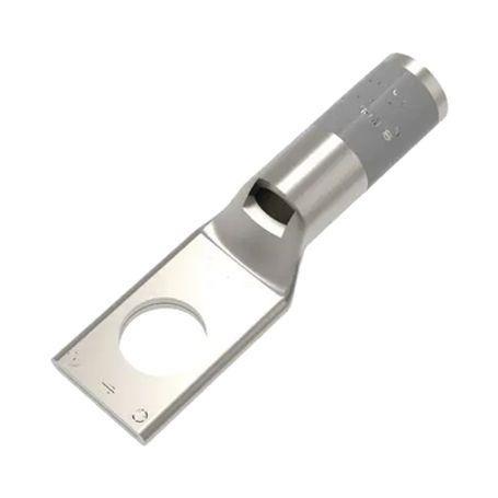 zapata terminal de compresión burndy para tornillo de 14 y calibre 4 awg  barril estándar