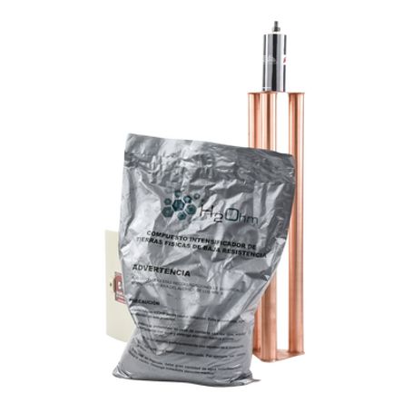 Kit De Puesta A Tierra De 100 Amperes Con Electrodo Filtro Acoplador Y Compuesto H2ohm.