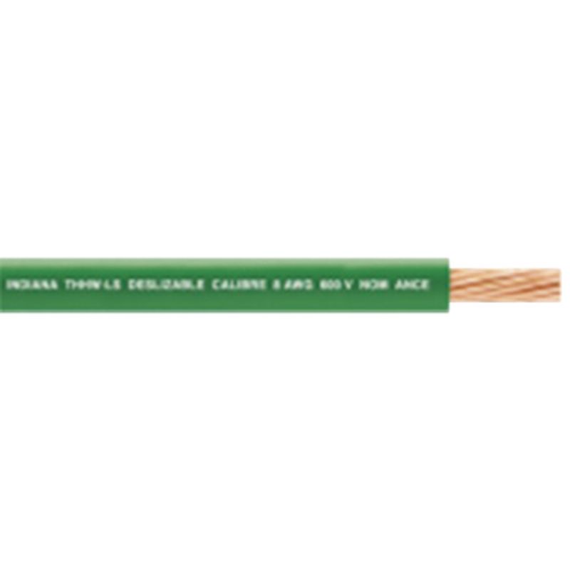 6 Awg / Cable Eléctrico / 1 Conductor /  Cobre /  Recubierto Thwls / 19 Hilos / Color Verde / 100 Metros