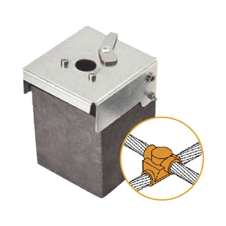 molde de grafito horizontal unión en cruz sobrepuesta de cable 40 awg pasante con cable 40 awg terminal