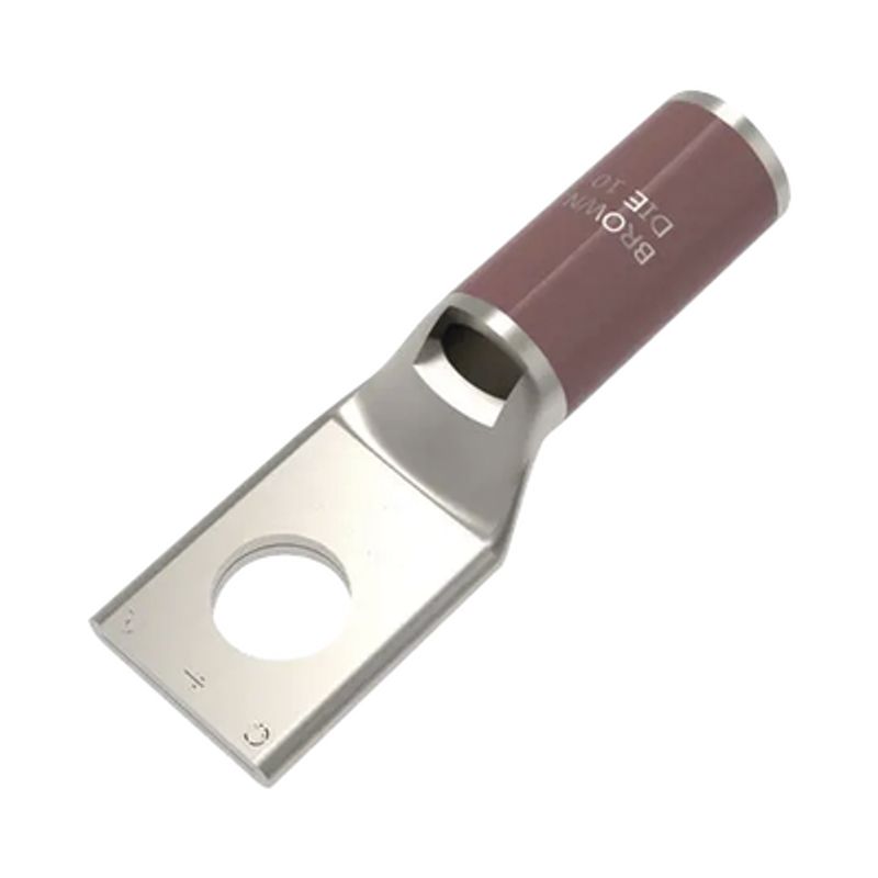 Zapata Terminal De Compresión Burndy Canón Corto Para Tornillo De 3/8 Y Calibre 2 Awg.
