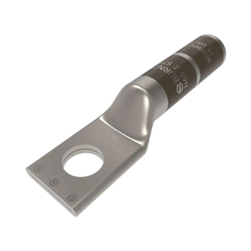 Zapata Terminal De Compresión Burndy Canón Largo Para Tornillo De 3/8 Y Calibre 2 Awg.