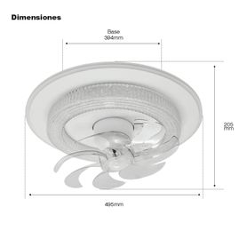 ventilador de techo con luminario led de 110 v ca 5060 hz   88 w  3 tonos de luz 6500  4 000  2 700 k  con giro 360°  diámetro 