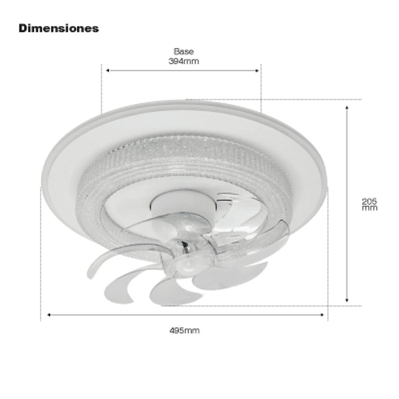 Ventilador De Techo Con Luminario Led De 110 V Ca 50/60 Hz /  88 W / 3 Tonos De Luz (6500  4 000  2 700 K) / Con Giro 360° / Diá