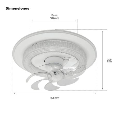 ventilador de techo con luminario led de 110 v ca 5060 hz   88 w  3 tonos de luz 6500  4 000  2 700 k  con giro 360°  diámetro 
