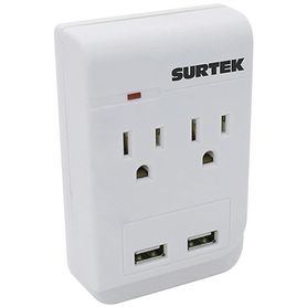 multicontacto de abs con 2 contactos aterrizados  y 2 puertos usb