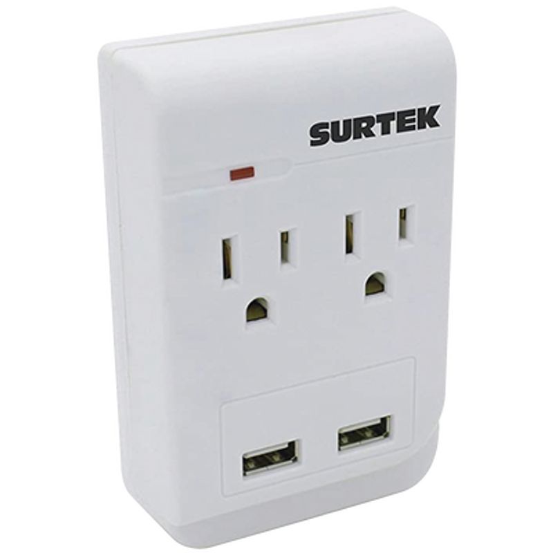 Multicontacto De Abs Con 2 Contactos Aterrizados  Y 2 Puertos Usb.