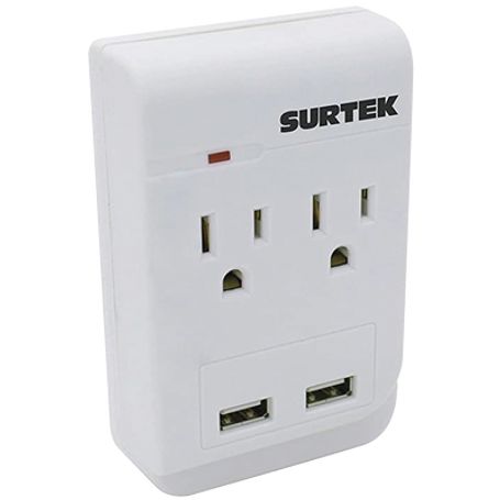 Multicontacto De Abs Con 2 Contactos Aterrizados  Y 2 Puertos Usb.