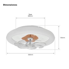 ventilador de techo con luminario led de 110 v ca 5060 hz   88 w  3 tonos de luz 6500  4 000  2 700 k  diámetro 500 mm  6 veloc