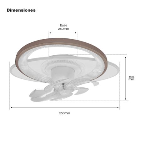 Ventilador De Techo Con Luminario Led De 110 V Ca 50/60 Hz /  88 W / 3 Tonos De Luz (6500  4 000  2 700 K) / Con Giro 360° / Diá
