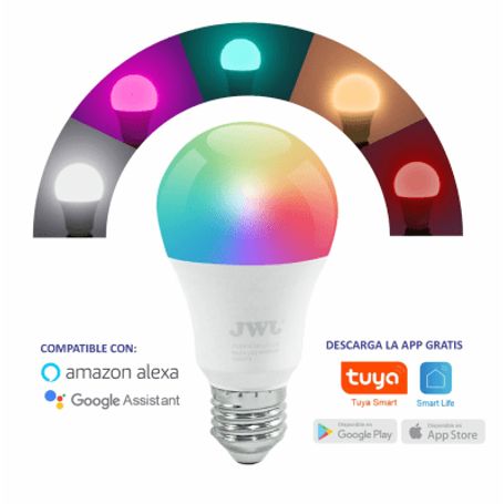 Foco Smart Dimeable / 10w / Rgb Y Blanco / Base E27 / Ip20 / Con Control Desde Aplicación Móvil Foco Smart Dimeable / 10w / Rgb Y Blanco / Base E27 / Ip20 / Con Control Desde Aplicación Móvil