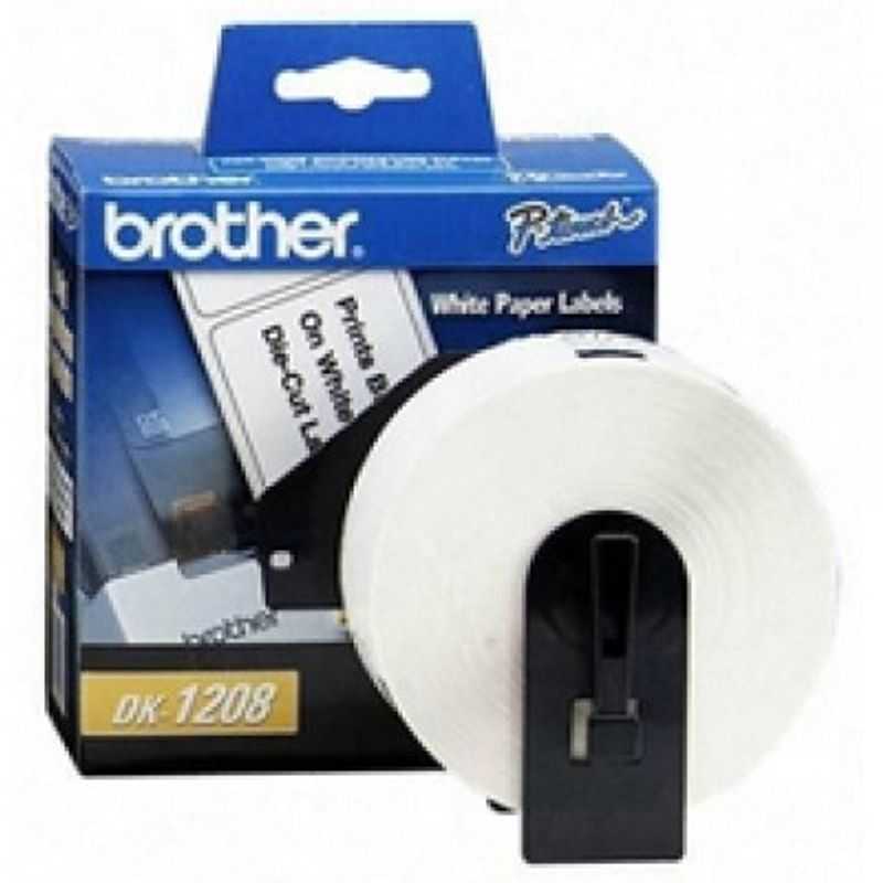 Etiqueta blanca de papel Brother DK1208 400 etiquetas de 38 mm de ancho x 90.3 mm de largo. Impresión en negro. QL800 / QL810W /