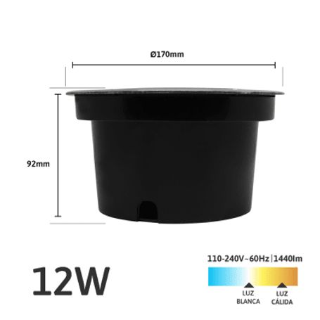 Luminario Empotrar En Piso / Uso En Exterior Ip66 / Multivoltaje 110240v 60hz / Temperatura De Color 6500k  / Ángulo De Luz 36° 