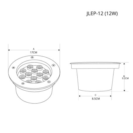 Luminario Empotrar En Piso / Uso En Exterior Ip66 / Multivoltaje 110240v 60hz / Temperatura De Color 6500k  / Ángulo De Luz 36° 