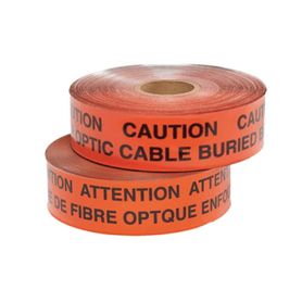 cinta de peligro subterráneo color rojo material aluminio 3048m leyenda precaución linea eléctrica enterrada debajo