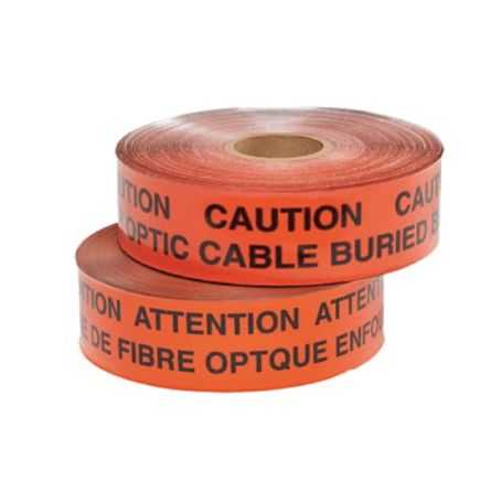 cinta de peligro subterráneo color rojo material aluminio 3048m leyenda precaución linea eléctrica enterrada debajo