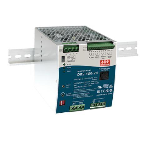 Fuente De Poder Industrial De 480w Con Cargador De Baterias Salida 24vcc 20a Para Montaje Riel Din