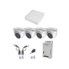 kit turbohd 720p dvr 4 canales 4 cámaras eyeball 92° visión exterior transceptores conectores fuente de poder profesional8