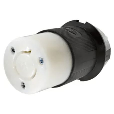 conector industrial con bloqueo de media vuelta  20 a 277 v ca  2 polos 3 hilos  color blanco y negro  nema l720r 