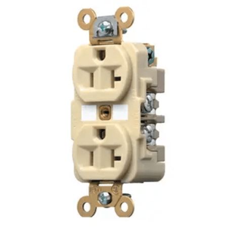 contacto dúplex 20 a 125 v  2 polos 3 hilos  color marfil nema 520r grado industrial