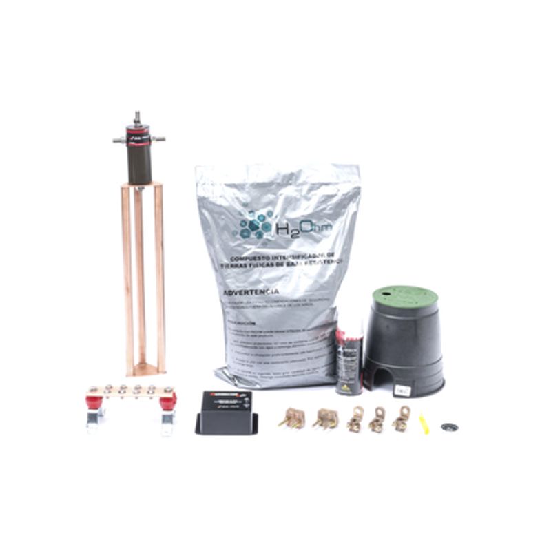 Kit De Tierra Fisica Con Electrodo Magnetoactivo De 45 Amp Y Supresor De Picos Soho