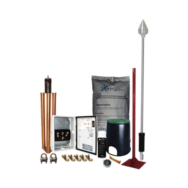 Kit Pararrayo Con Punta En Aluminio Con Accesorios Para Protección De Diámetro De 160 M. Kit Pararrayo Con Punta En Aluminio Con Accesorios Para Protección De Diámetro De 160 M.