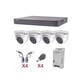 kit turbohd 1080p  dvr 4 canales  4 cámaras eyeball exterior 28 mm  transceptores  conectores  fuente de poder profesional88215