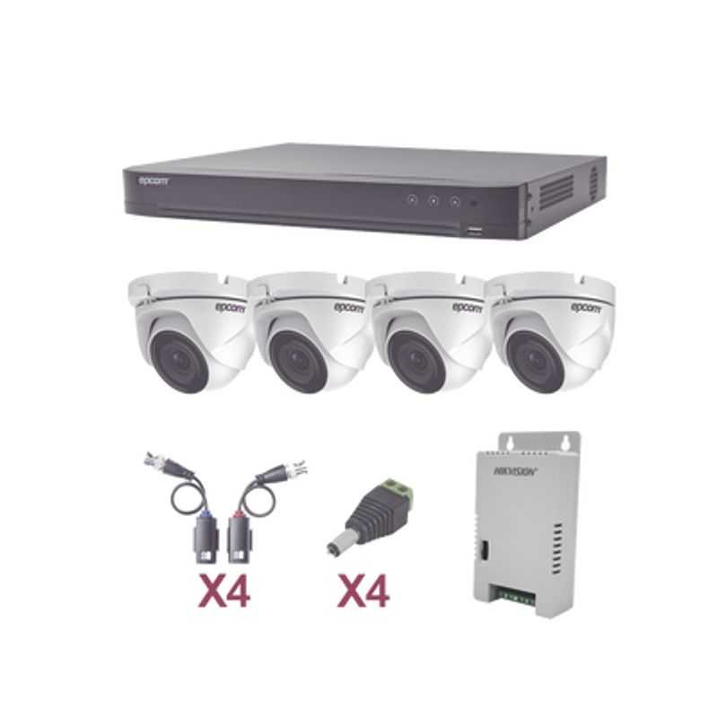 Kit Turbohd 1080p / Dvr 4 Canales / 4 Cámaras Eyeball (exterior 2.8 Mm) / Transceptores / Conectores / Fuente De Poder Profesion