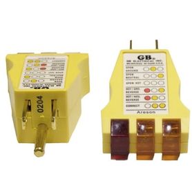 probador de fase verificador de correcta polarización de fase y neutro a tierra en color amarillo para 120 vca