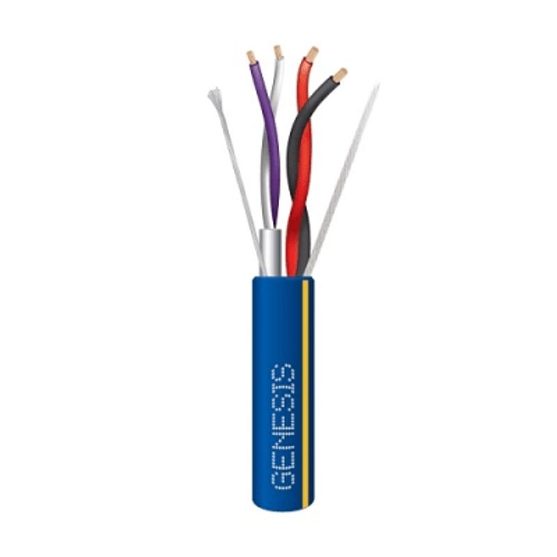 Bobina De 305 Metros / Cable 2 X 18  2 X 22 Awg / Color Azul Con Linea Amarilla / Par 22 Awg Blindado / Para Aplicaciones De Con