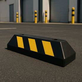 tope d estacionamiento vehicular  hule reciclado  55cm  color negro con franjas amarillas  resistente y antideslizante241650