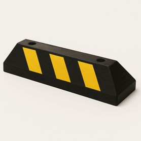 tope d estacionamiento vehicular  hule reciclado  55cm  color negro con franjas amarillas  resistente y antideslizante241650