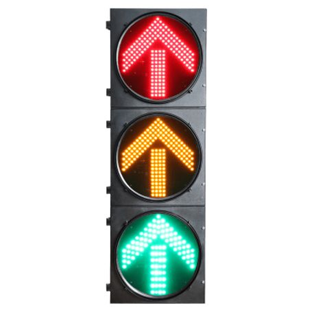 semáforo de tráfico vertical  led de cuatro elementos  luces rojas amarillas y verdes  carcasa pc y abs  acabado mate  protecci