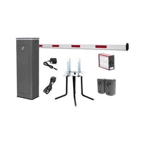 Kit Completo Barrera Derecha Xbf Con Corona Led / Brazo De 3m / Incluye Sensor De Masa Transformador Lazo Magnético Ancla Fotoce