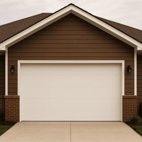 Puerta De Garage De Alta Calidad / Linea Central / Color Blanco 16x8 Pies  Aislada Estilo Americana.