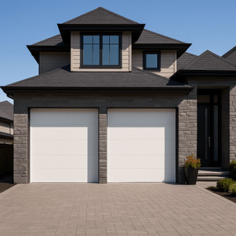 Puerta De Garage De Alta Calidad / Linea Central / Color Blanco 8x9 Pies Aislada Estilo Americana. Puerta De Garage De Alta Calidad / Linea Central / Color Blanco 8x9 Pies Aislada Estilo Americana.
