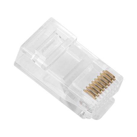 Bote Con 100 Plugs Pass Through Rj45 Cat6 Sin Blindaje Chapado De Oro A 30 Micras Para Durabilidad Extrema