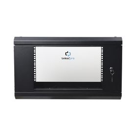 gabinete de pared de 6u con puerta de cristal templado 455 mm de profundidad total rack de 19039039 acero reforzado color negro