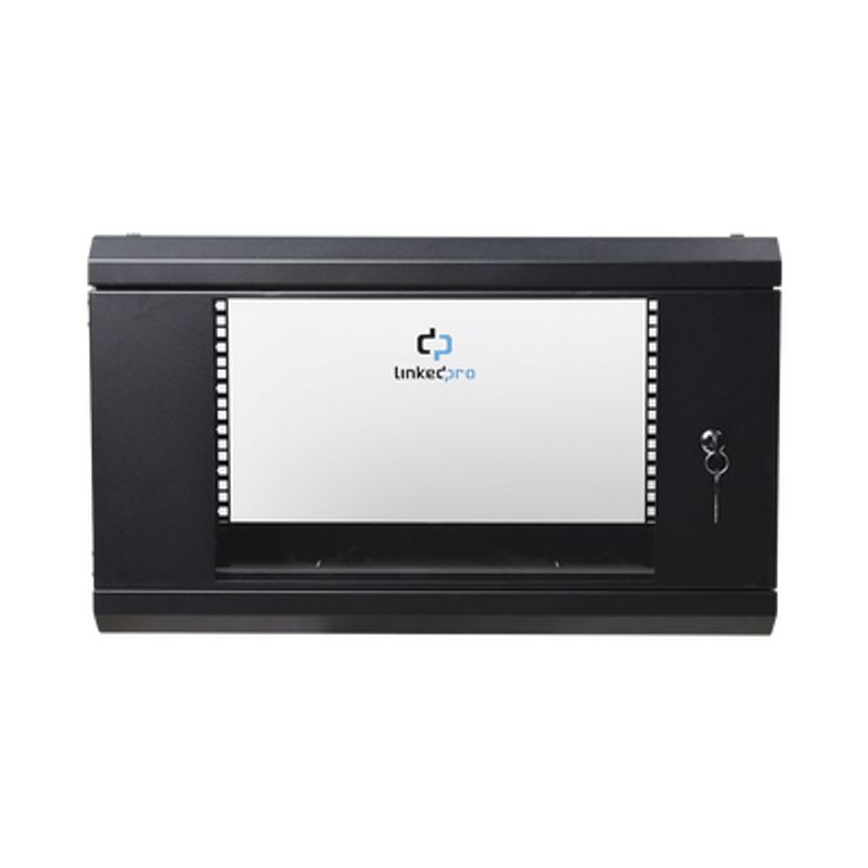 Gabinete De Pared De 6u Con Puerta De Cristal Templado 455 Mm De Profundidad Total Rack De 19039039 Acero Reforzado Color Negro.