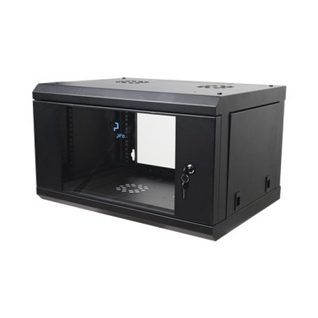 Gabinete De Pared De 6u Con Puerta De Cristal Templado 455 Mm De Profundidad Total Rack De 19039039 Acero Reforzado Color Negro.