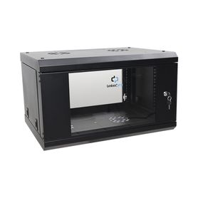 gabinete de pared de 6u con puerta de cristal templado 455 mm de profundidad total rack de 19039039 acero reforzado color negro