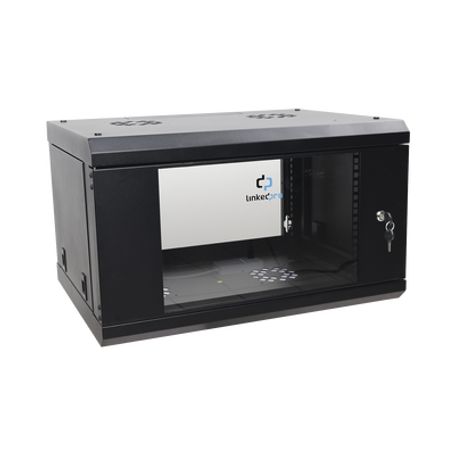Gabinete De Pared De 6u Con Puerta De Cristal Templado 455 Mm De Profundidad Total Rack De 19039039 Acero Reforzado Color Negro.