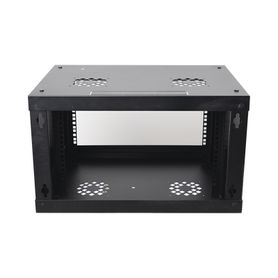 gabinete de pared de 6u con puerta de cristal templado 455 mm de profundidad total rack de 19039039 acero reforzado color negro