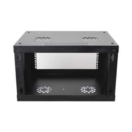 Gabinete De Pared De 6u Con Puerta De Cristal Templado 455 Mm De Profundidad Total Rack De 19039039 Acero Reforzado Color Negro.