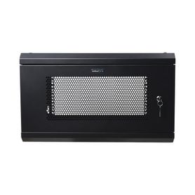 gabinete de pared de 6u con puerta perforada 455 mm de profundidad total rack de 19 acero reforzado color negro241447