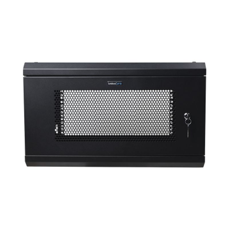 Gabinete De Pared De 6u Con Puerta Perforada 455 Mm De Profundidad Total Rack De 19 Acero Reforzado Color Negro