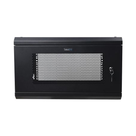 gabinete de pared de 6u con puerta perforada 455 mm de profundidad total rack de 19 acero reforzado color negro241447
