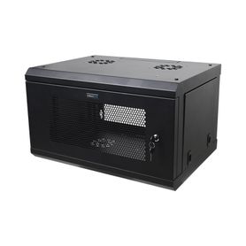 gabinete de pared de 6u con puerta perforada 455 mm de profundidad total rack de 19 acero reforzado color negro241447